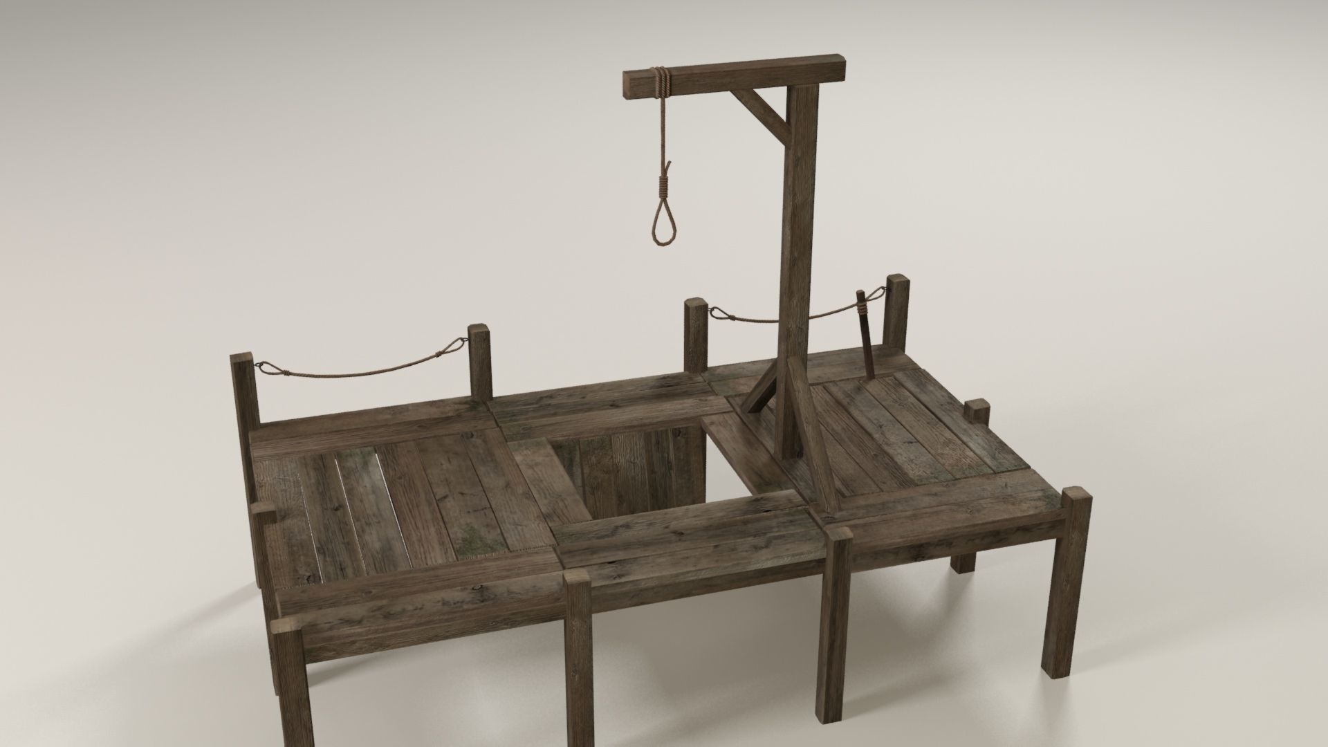 Hanging noose Low-poly 3D model_9