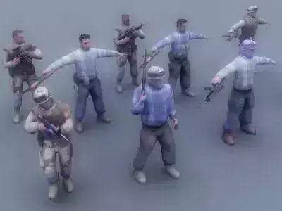US Army Soldier and Rebel Insurgents Low-poly 3D model