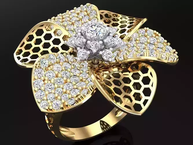  Mesh flower ring - Italian rings - Womens Rings - N6827