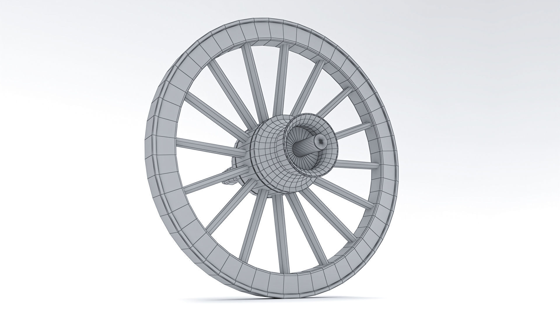 Old Wooden Wheel Low-poly 3D model_7