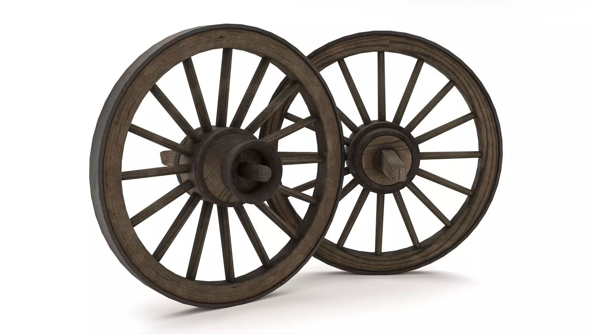 Old Wooden Wheel Low-poly 3D model_0