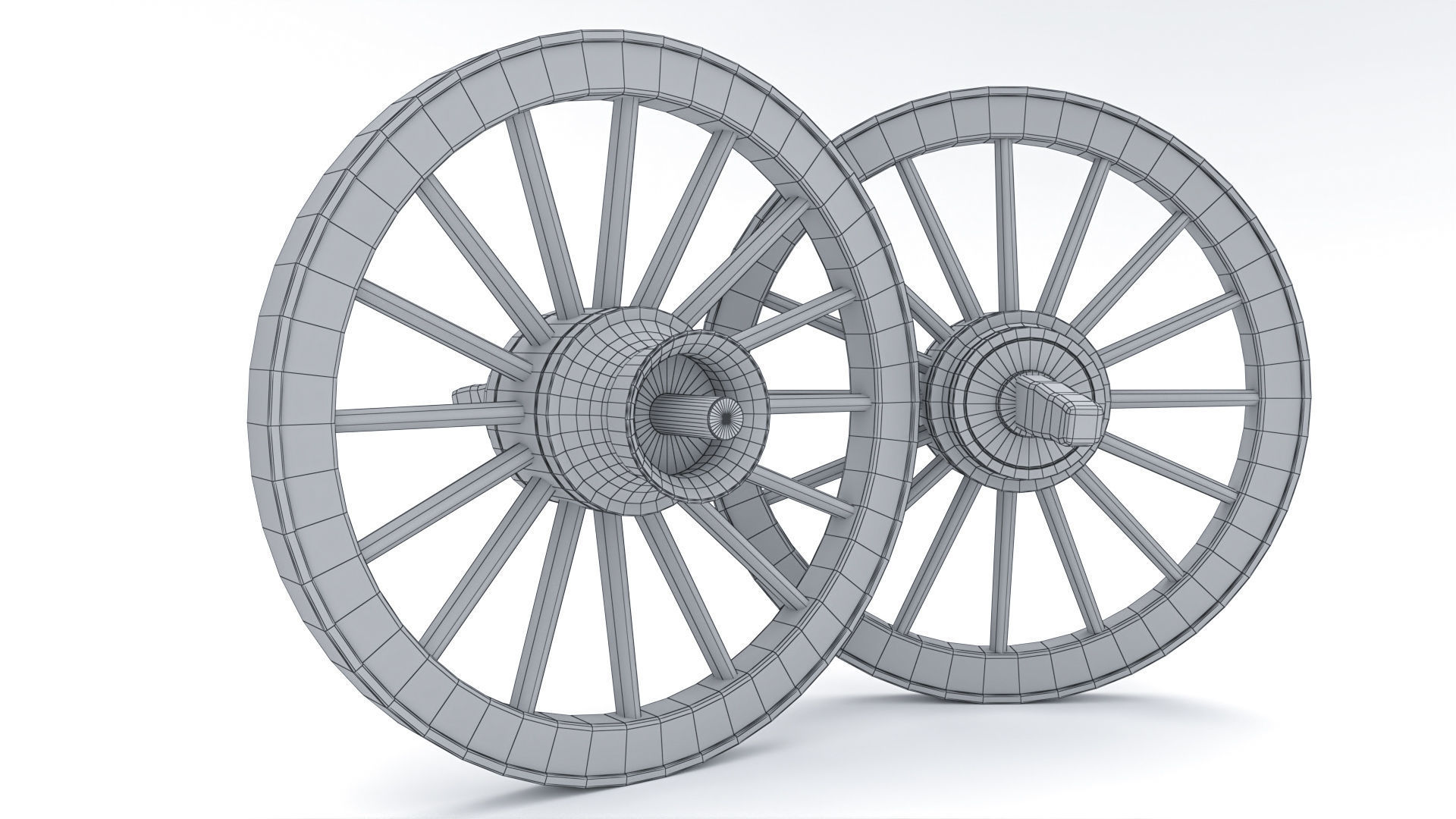 Old Wooden Wheel Low-poly 3D model_8