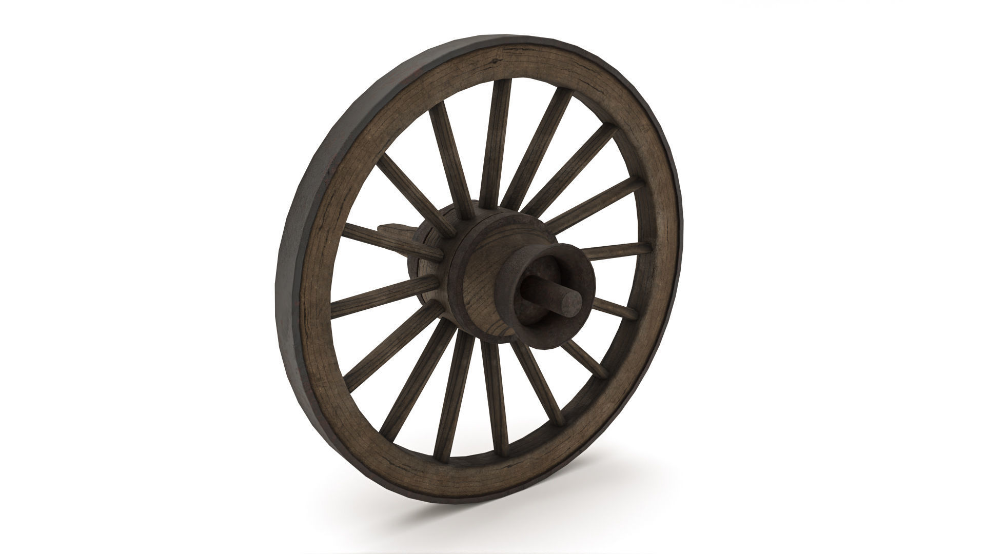 Old Wooden Wheel Low-poly 3D model_3