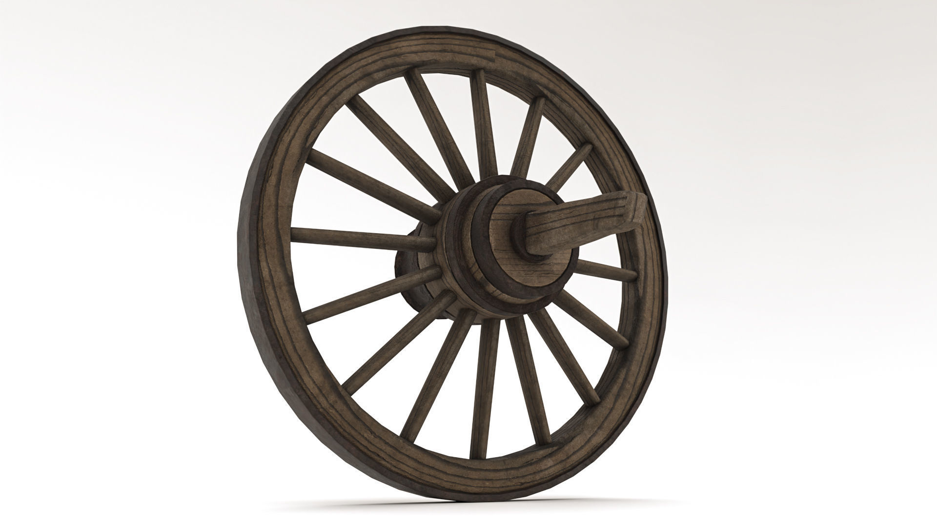 Old Wooden Wheel Low-poly 3D model_5
