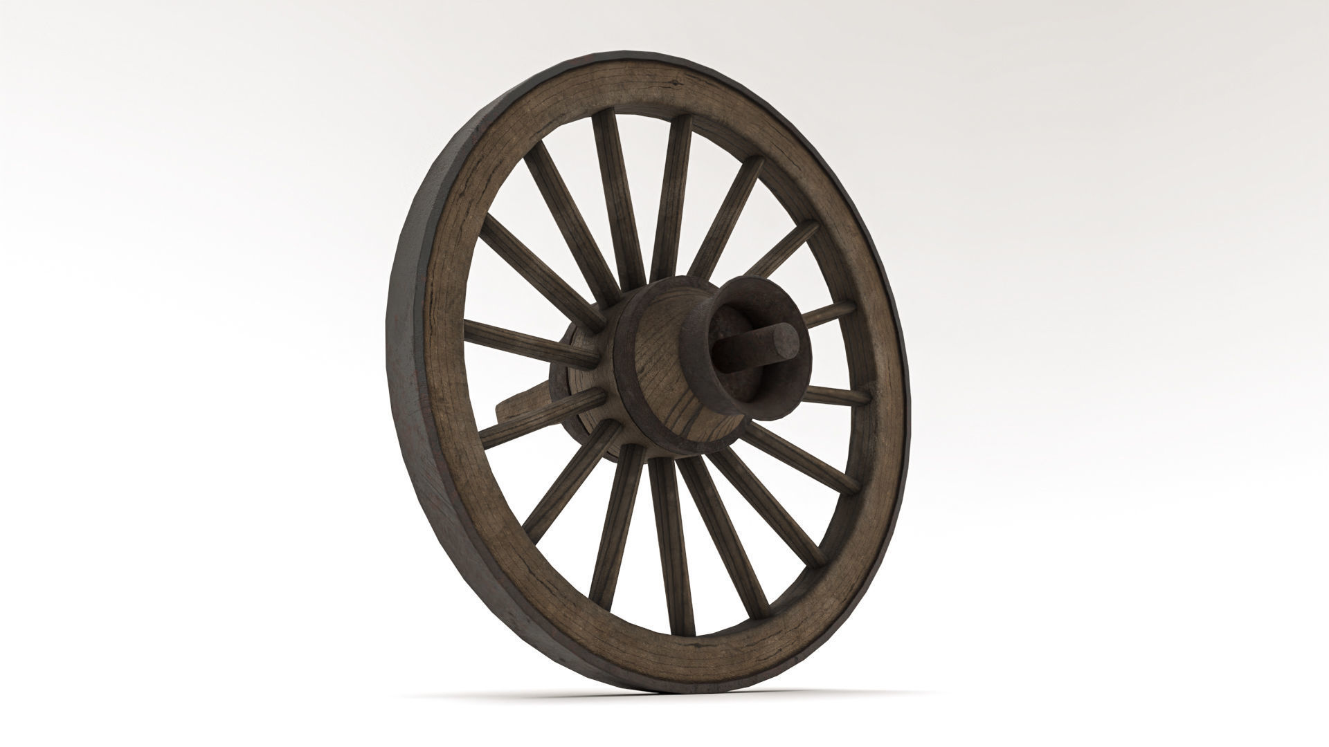 Old Wooden Wheel Low-poly 3D model_2