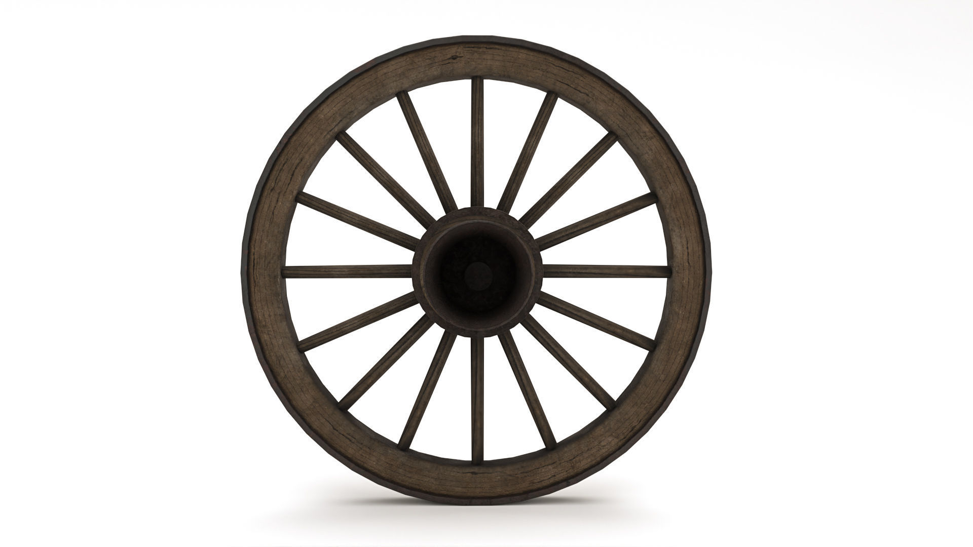 Old Wooden Wheel Low-poly 3D model_4