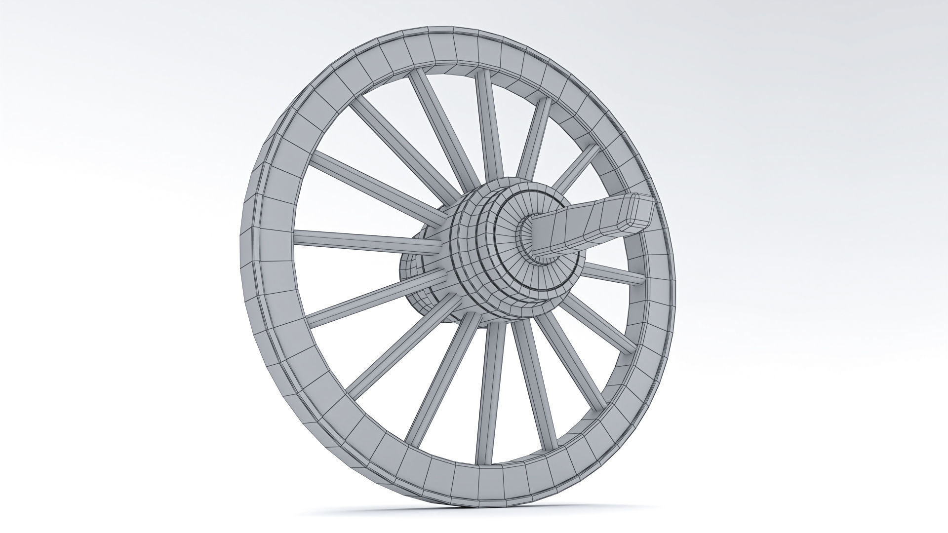 Old Wooden Wheel Low-poly 3D model_6