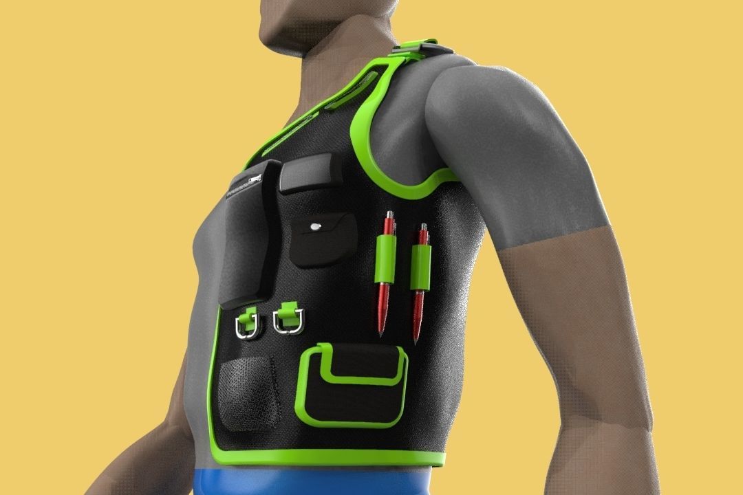 MULTIPURPOSE VEST CLOTH JACKET POCKET FOR ENGINEER SAFETY 3D model_2
