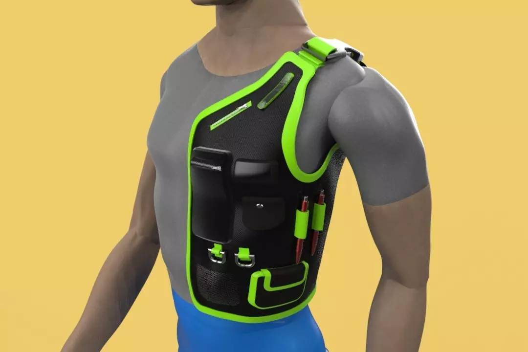 MULTIPURPOSE VEST CLOTH JACKET POCKET FOR ENGINEER SAFETY 3D model_0