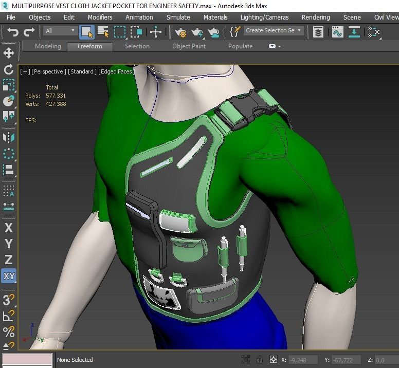 MULTIPURPOSE VEST CLOTH JACKET POCKET FOR ENGINEER SAFETY 3D model_8