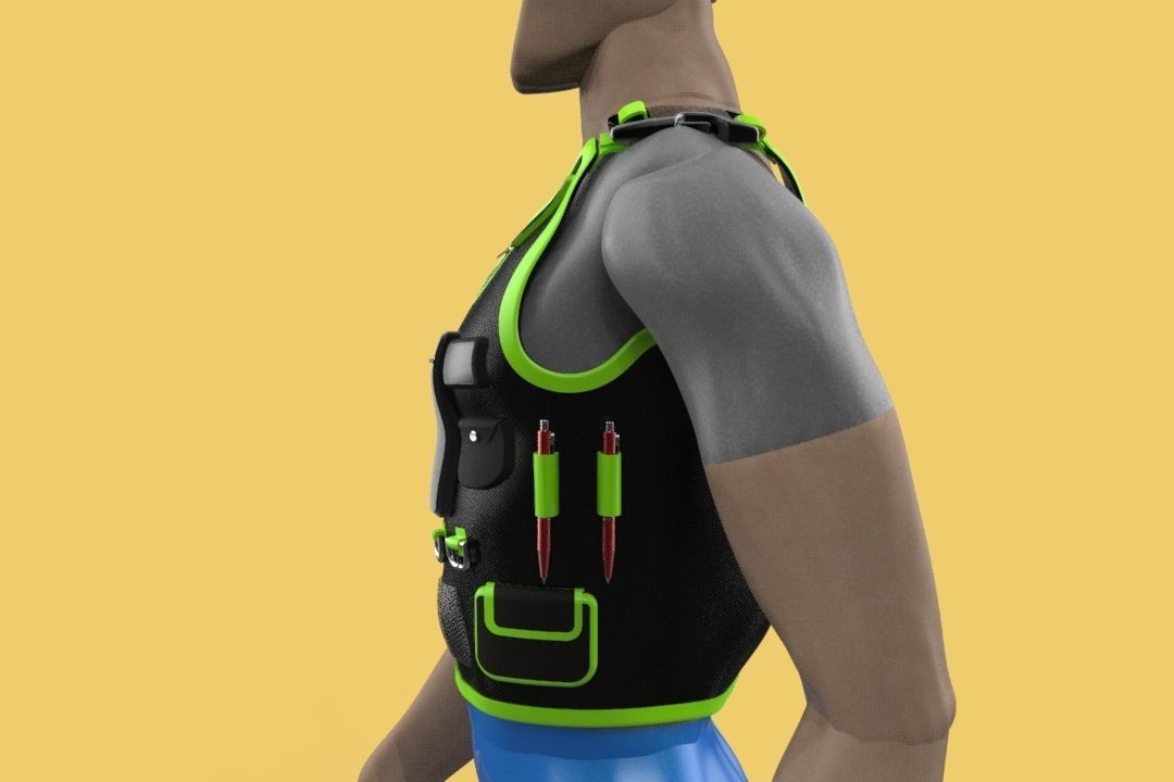 MULTIPURPOSE VEST CLOTH JACKET POCKET FOR ENGINEER SAFETY 3D model_4