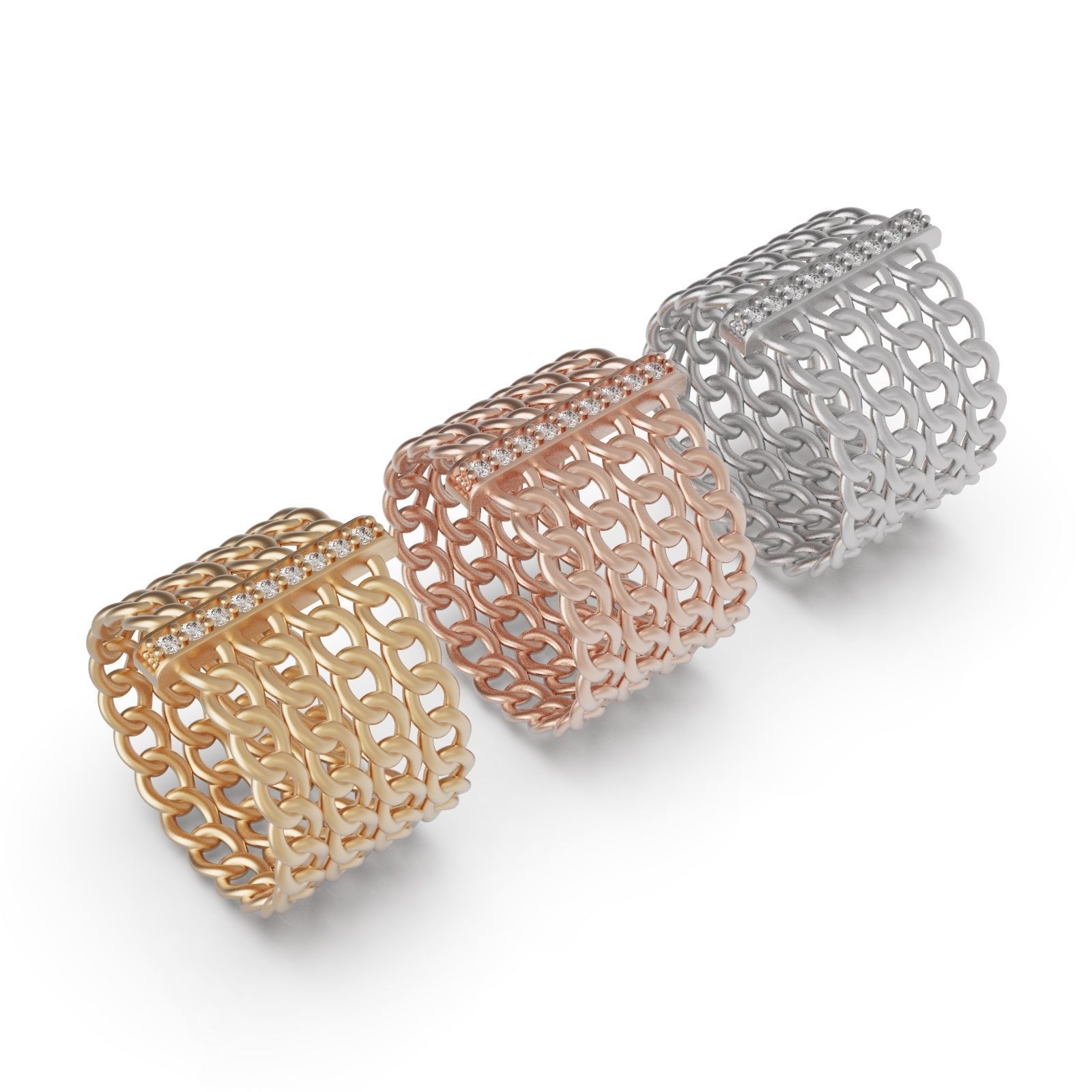 Diamond ring Chain 2 3D print model_5