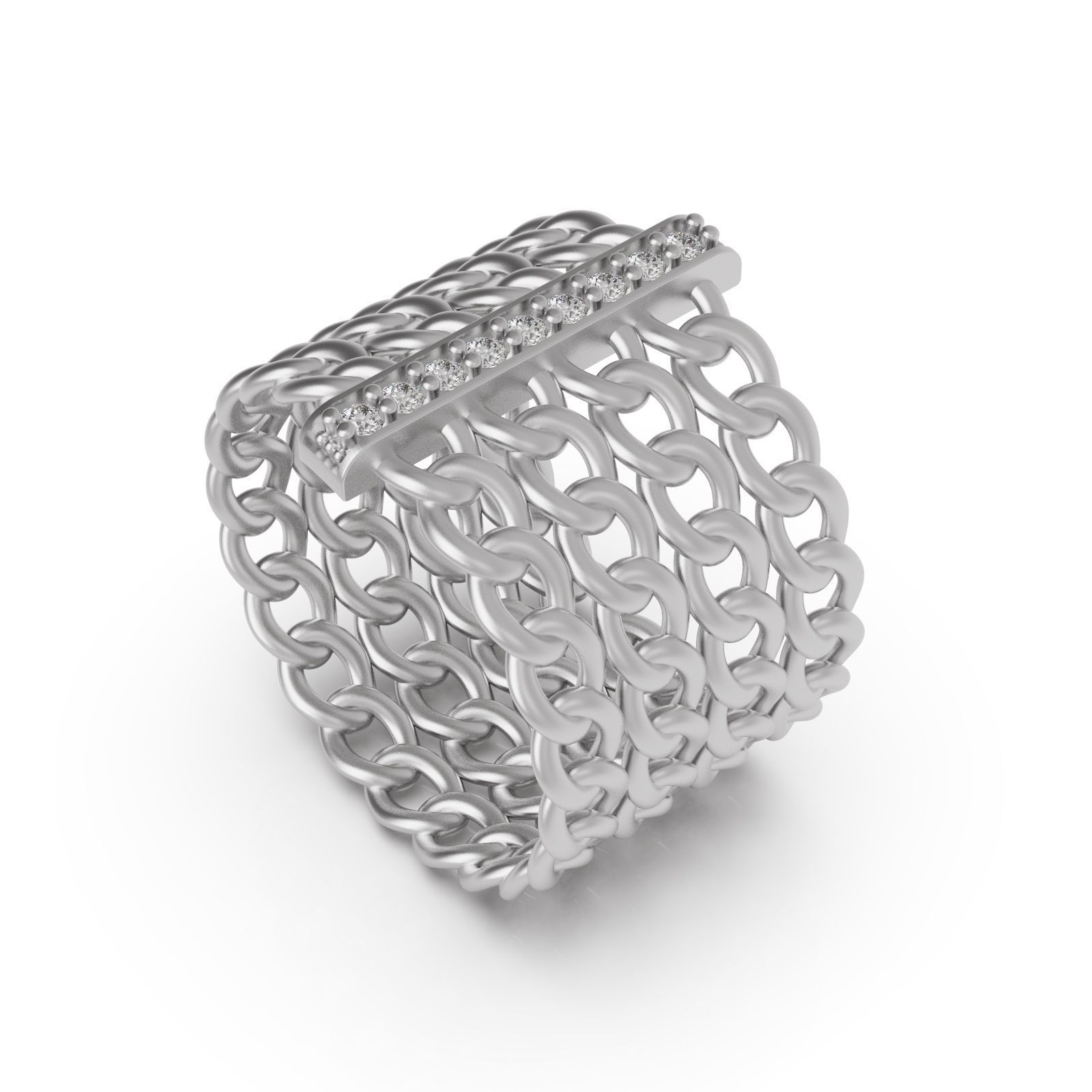 Diamond ring Chain 2 3D print model_7