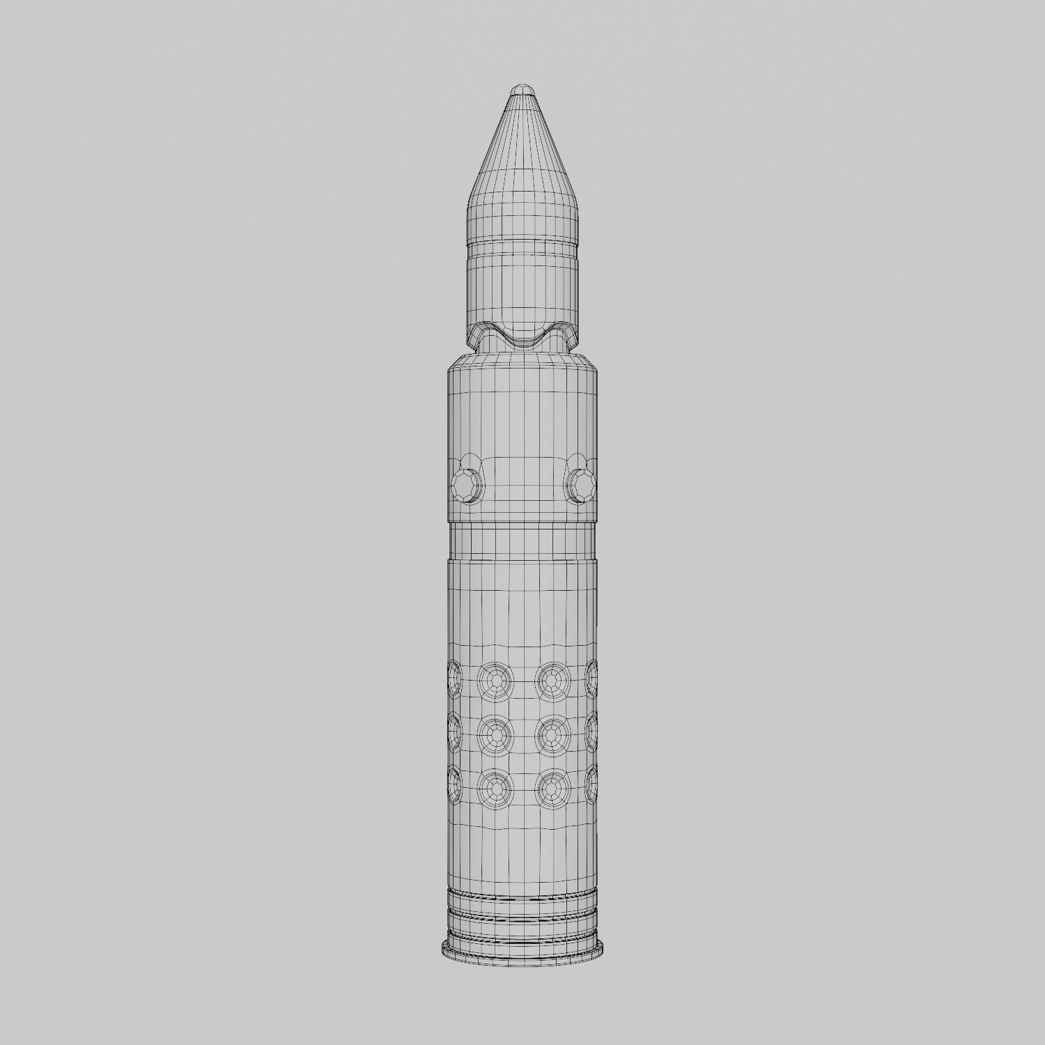 Artillery Shell Military Low-poly 3D model_6