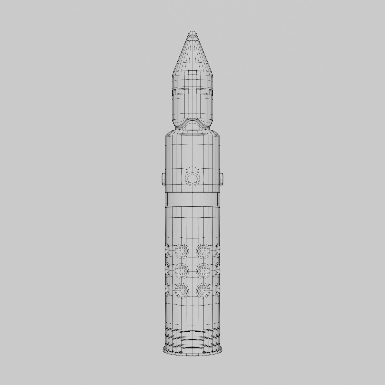 Artillery Shell Military Low-poly 3D model_3