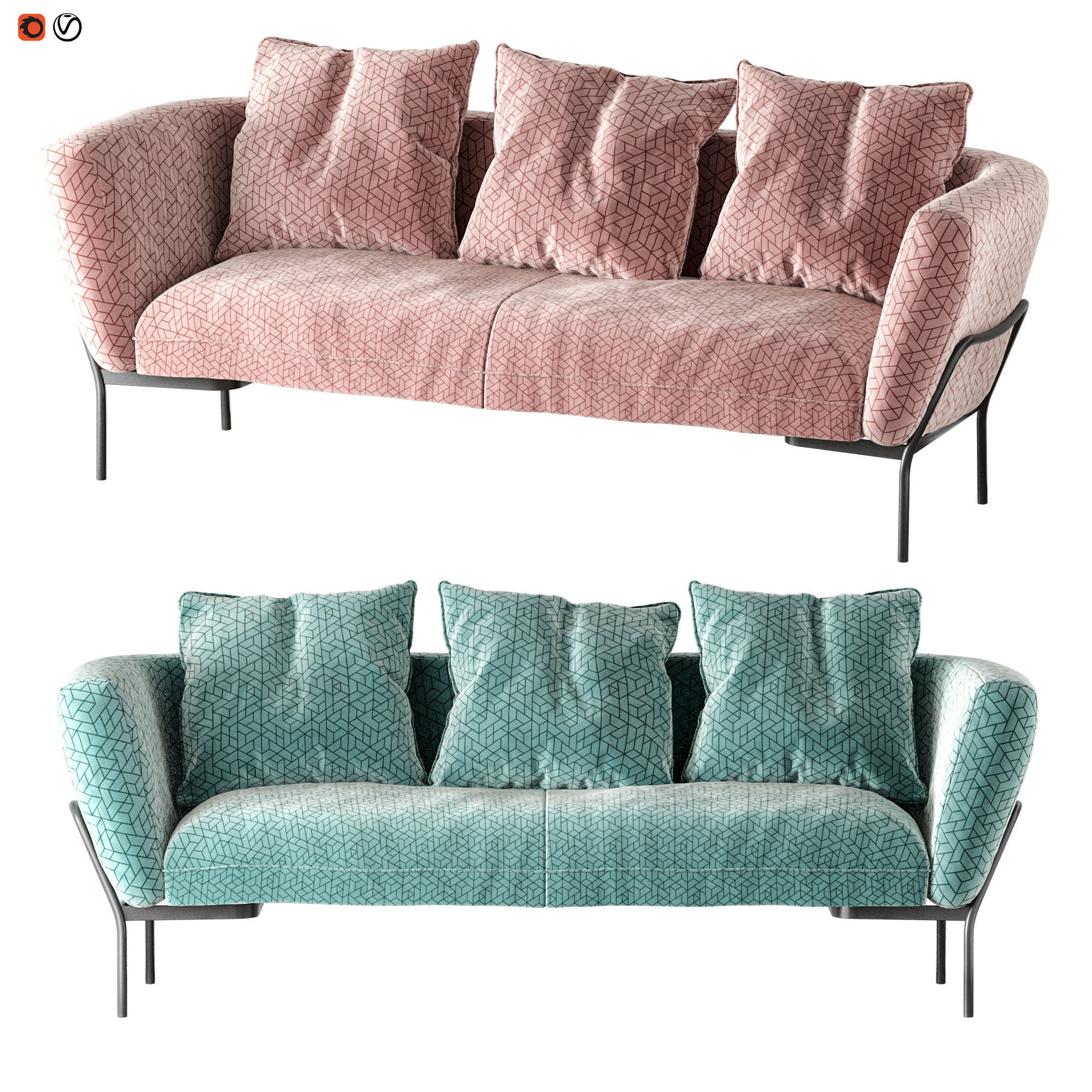 Modern Fabric Sofa 2021 3D model_1