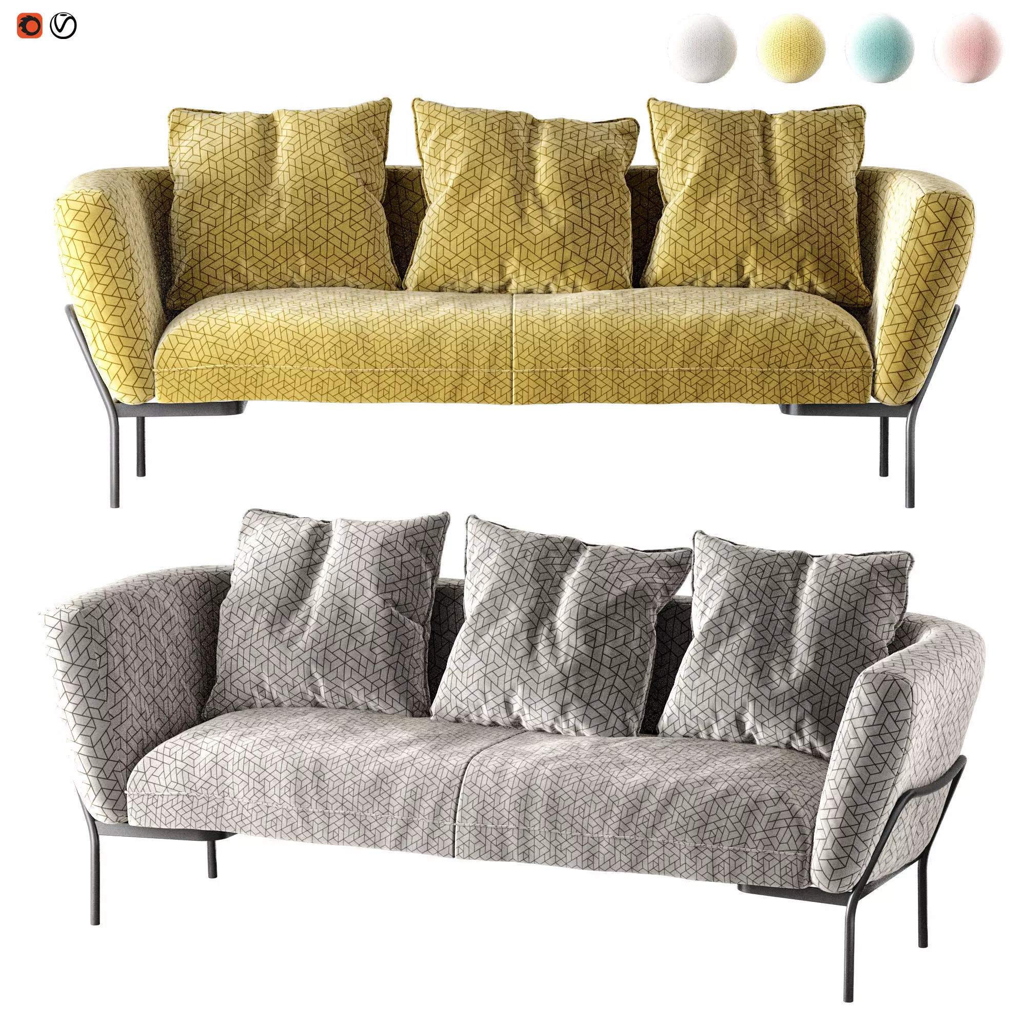 Modern Fabric Sofa 2021 3D model_0