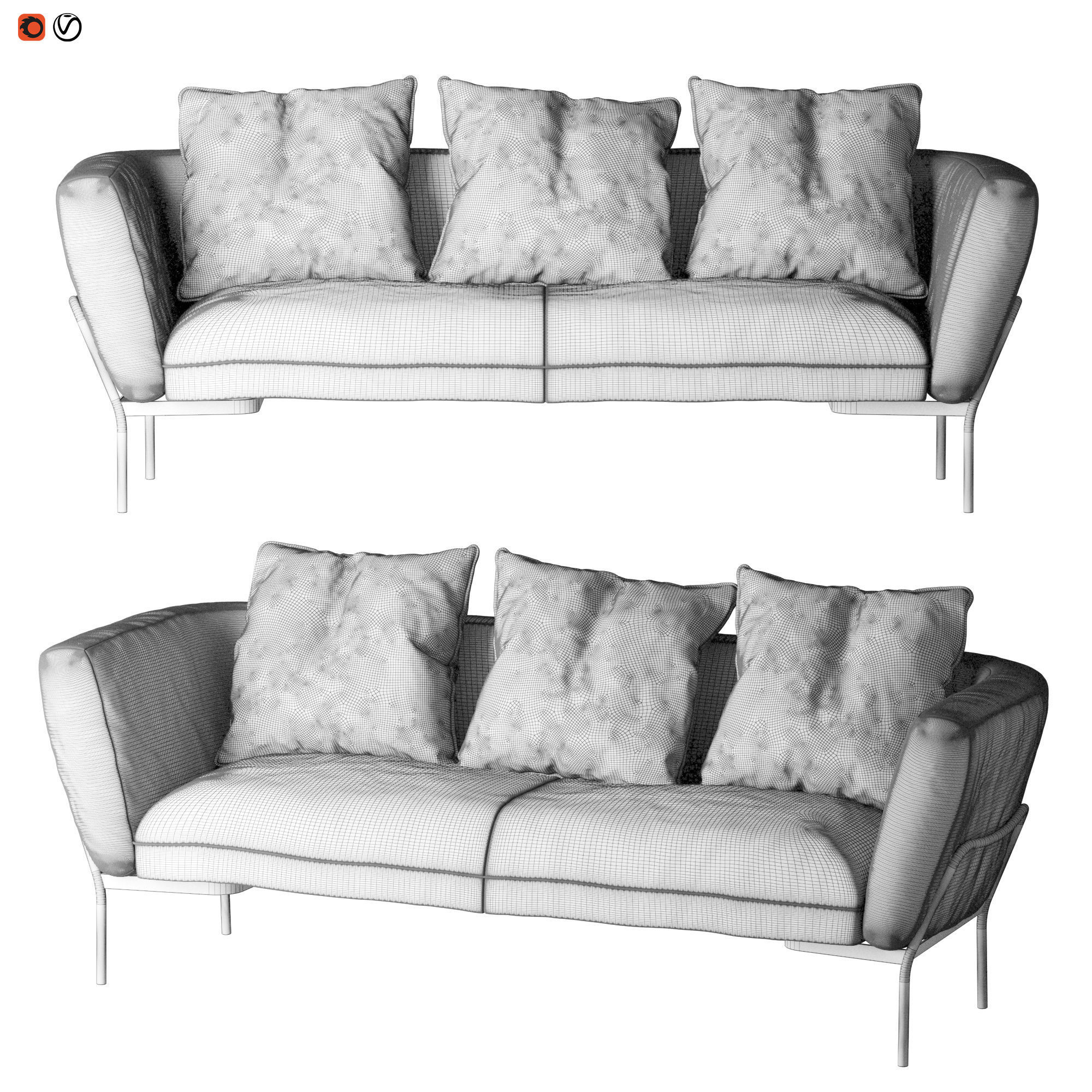 Modern Fabric Sofa 2021 3D model_2