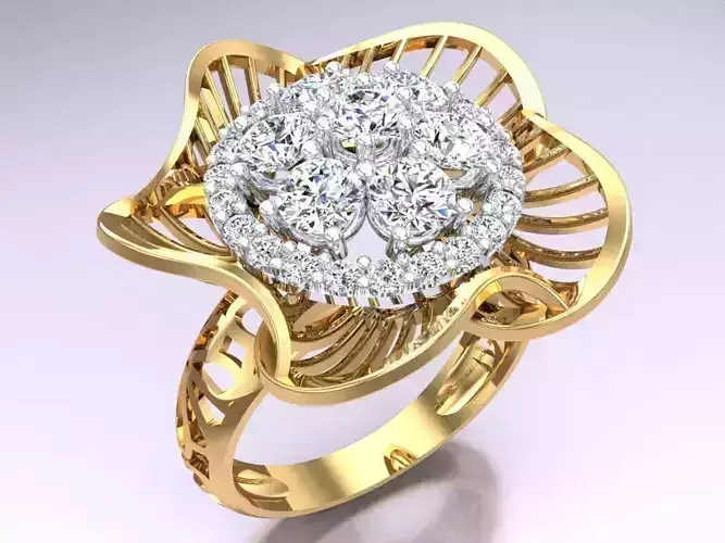  Mesh flower ring - Italian rings - Womens Rings - N6854