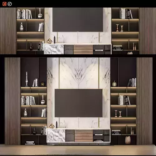 Modern TV Wall 02 3D model