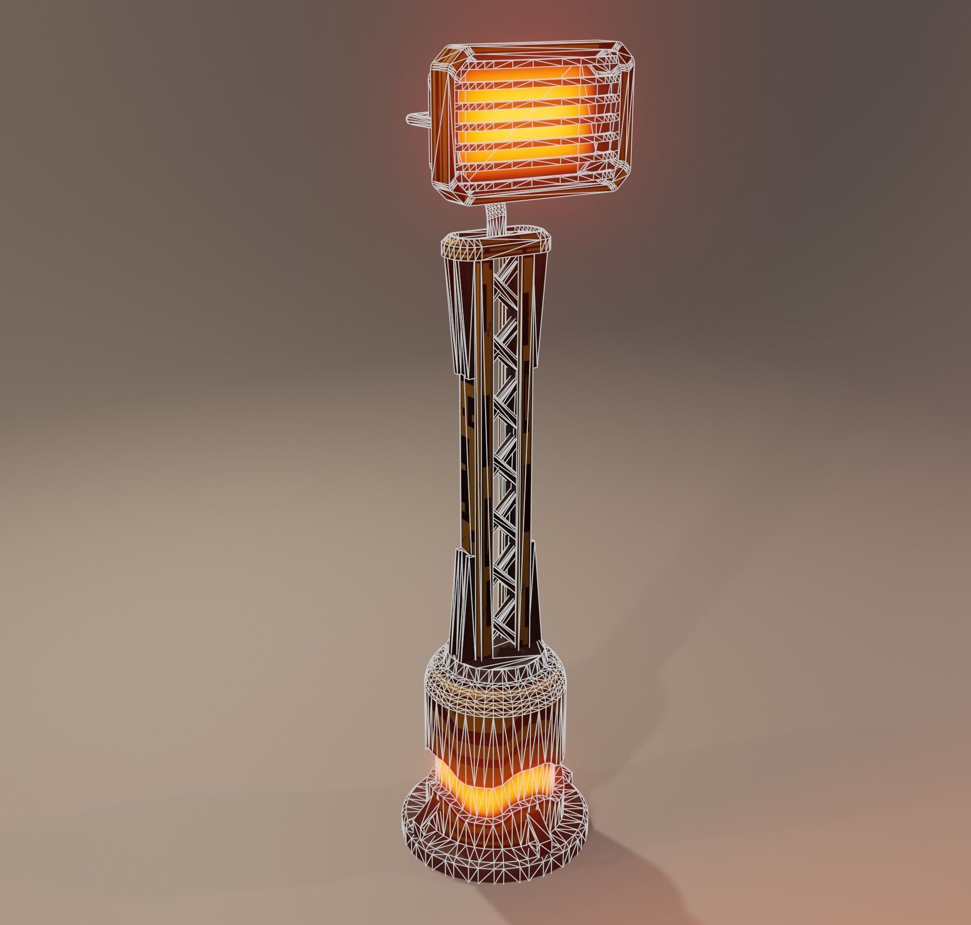 Sci-fi street lamp Low-poly 3D model_17