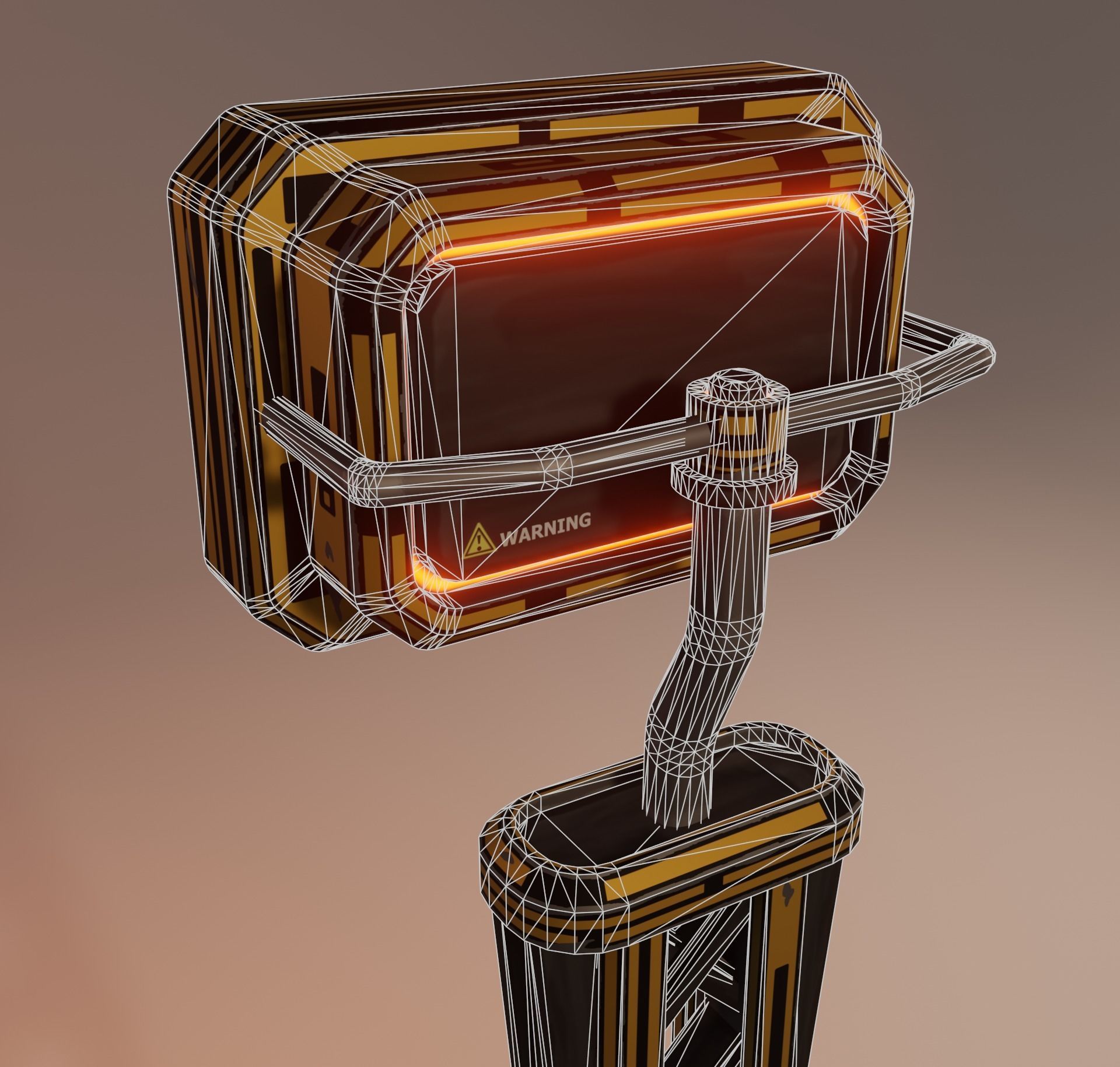 Sci-fi street lamp Low-poly 3D model_18