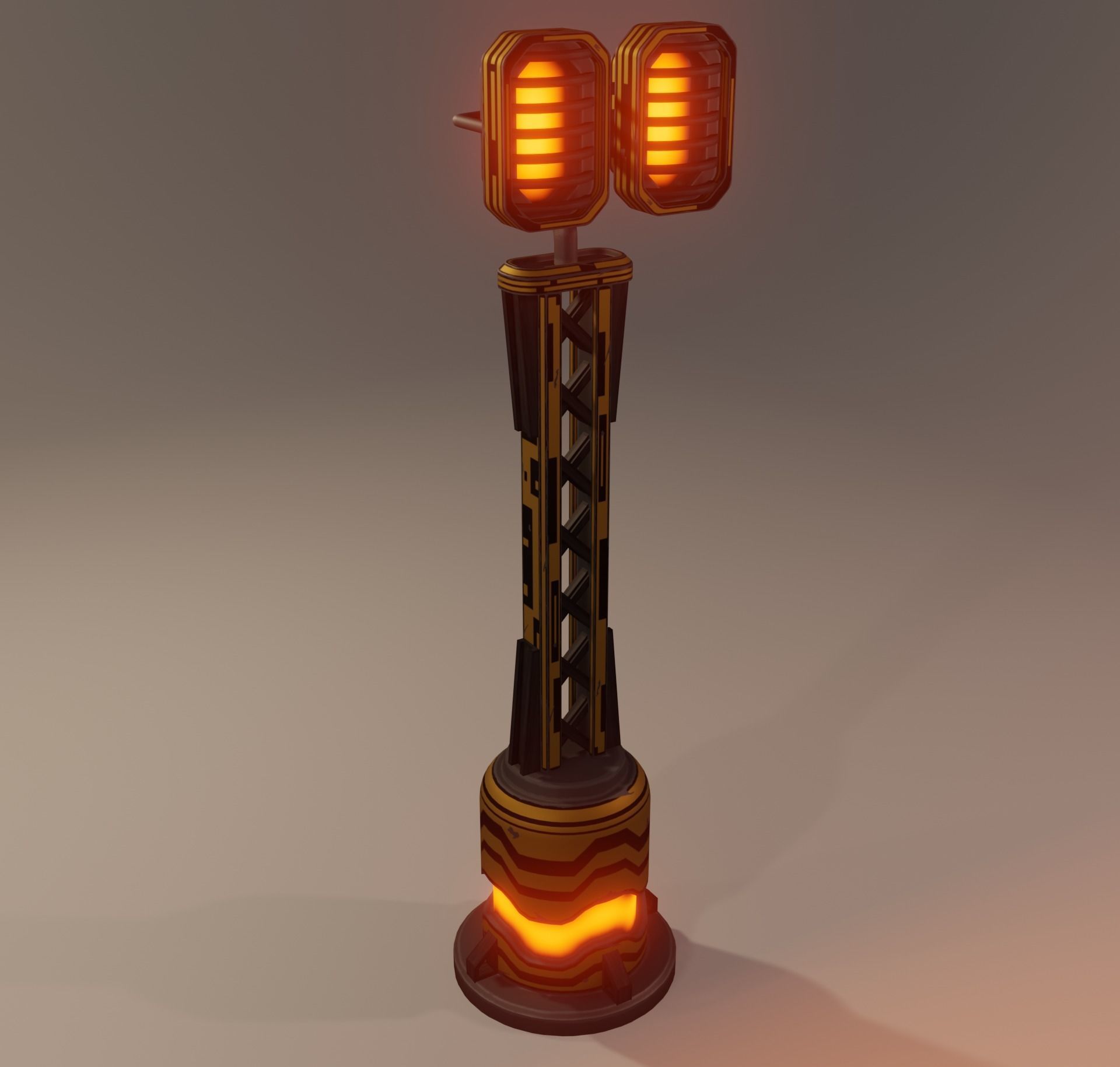 Sci-fi street lamp Low-poly 3D model_19