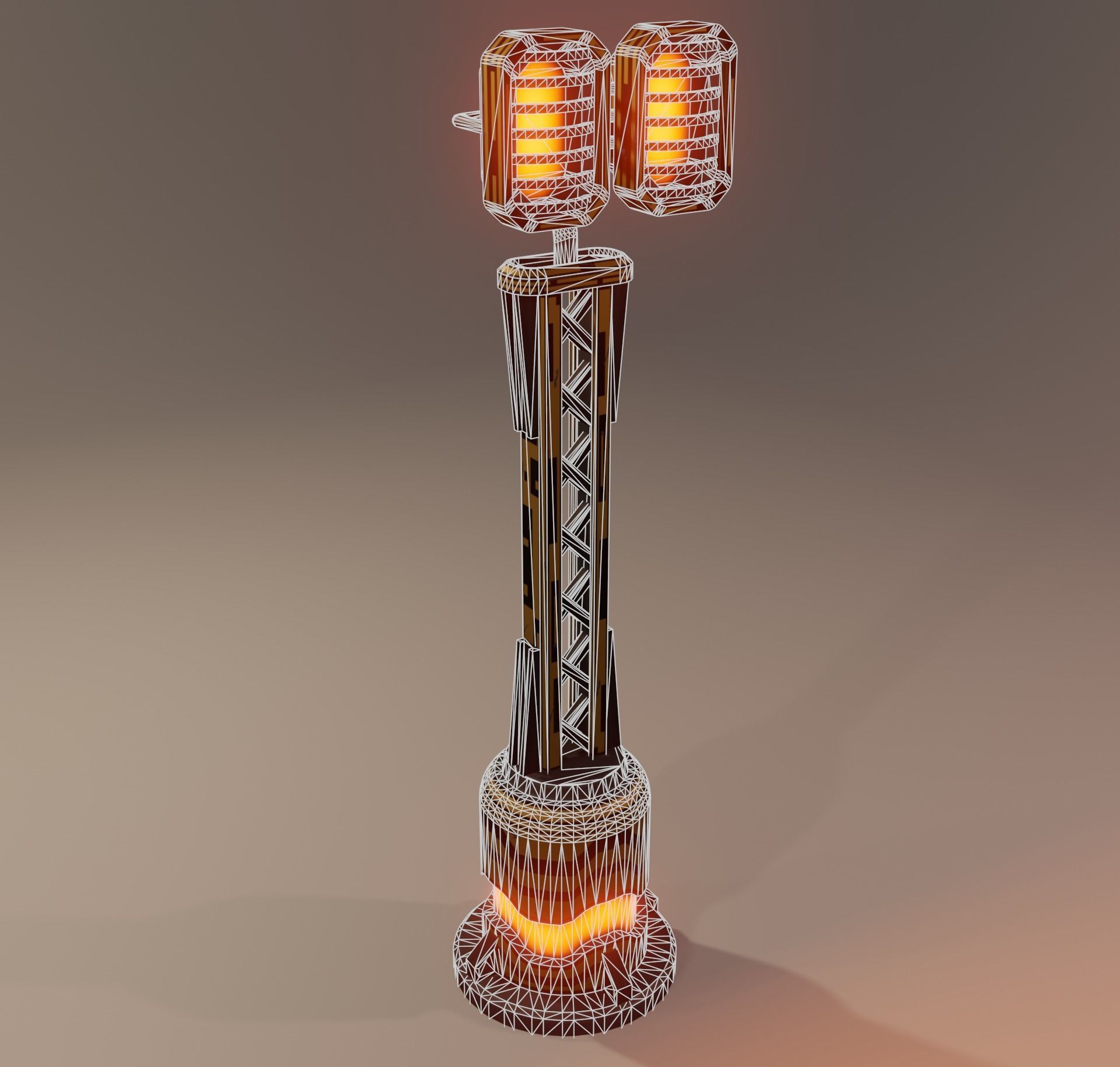 Sci-fi street lamp Low-poly 3D model_23