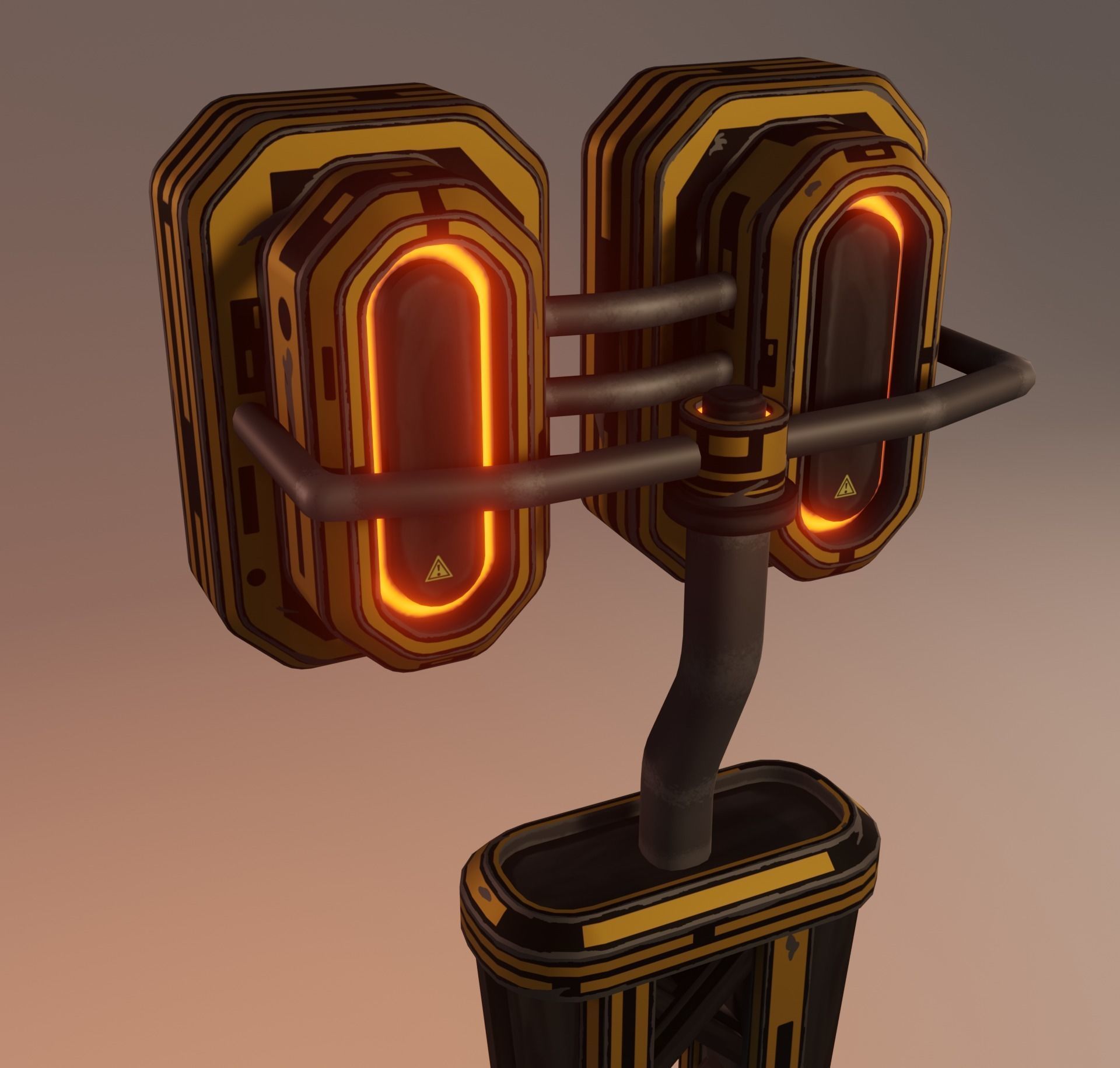 Sci-fi street lamp Low-poly 3D model_20