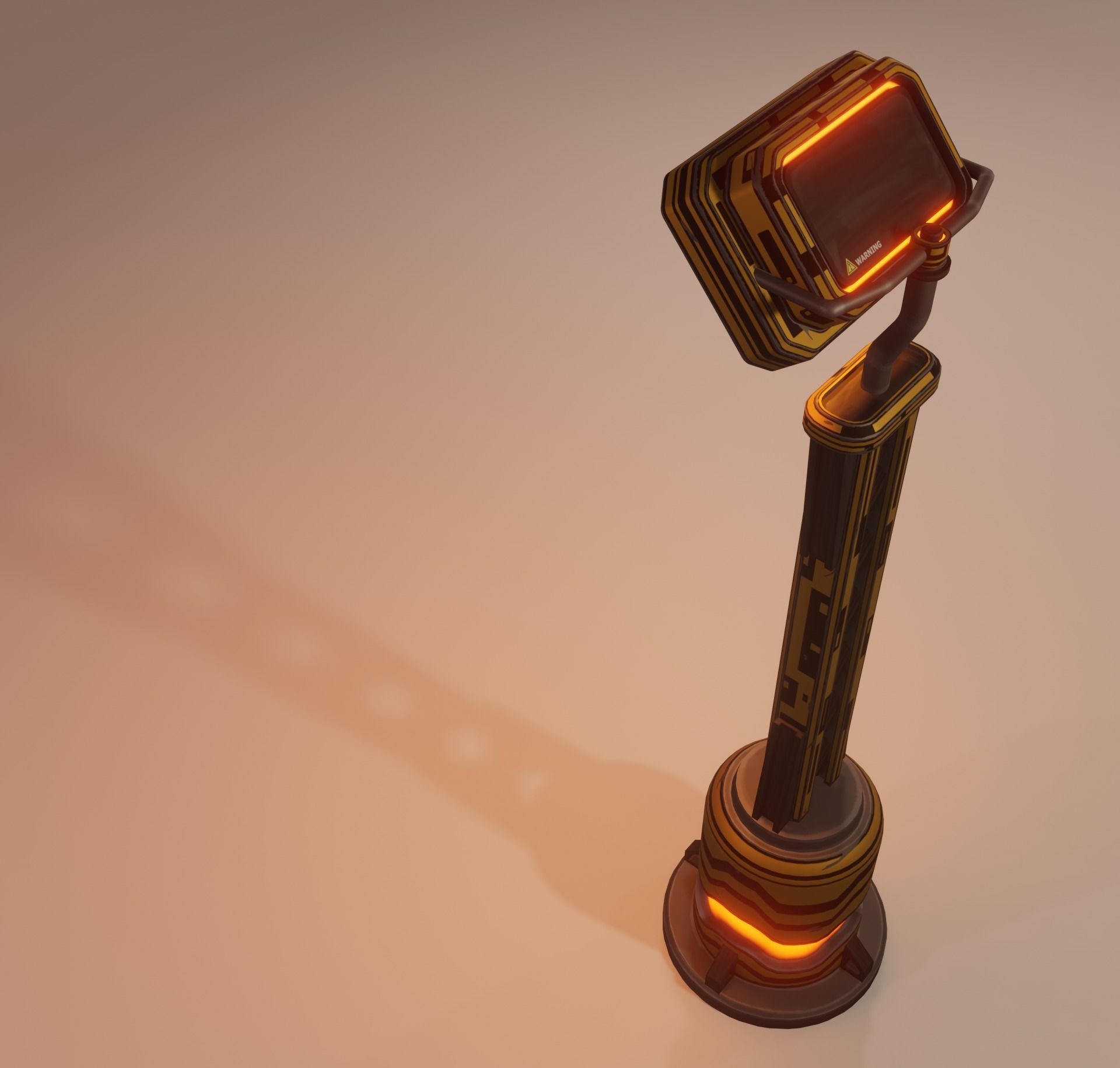 Sci-fi street lamp Low-poly 3D model_16