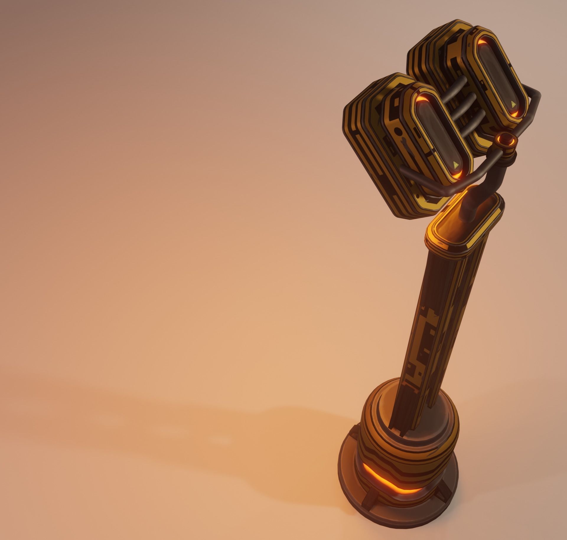 Sci-fi street lamp Low-poly 3D model_21