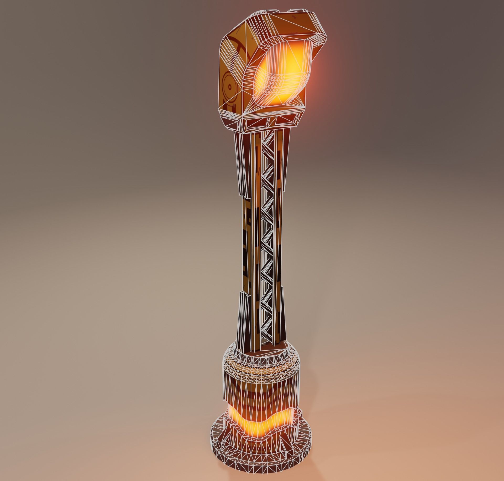 Sci-fi street lamp Low-poly 3D model_10