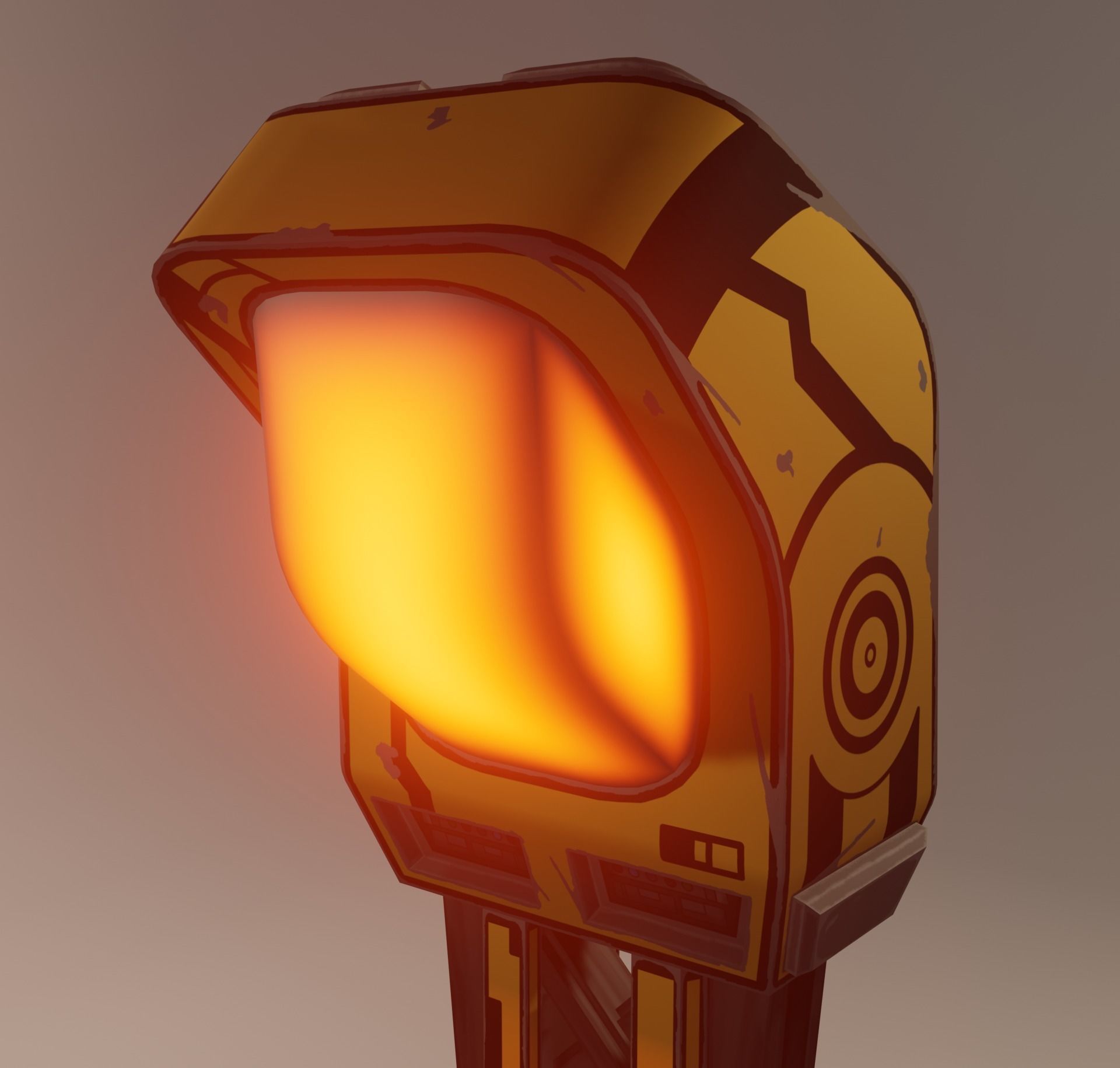 Sci-fi street lamp Low-poly 3D model_7