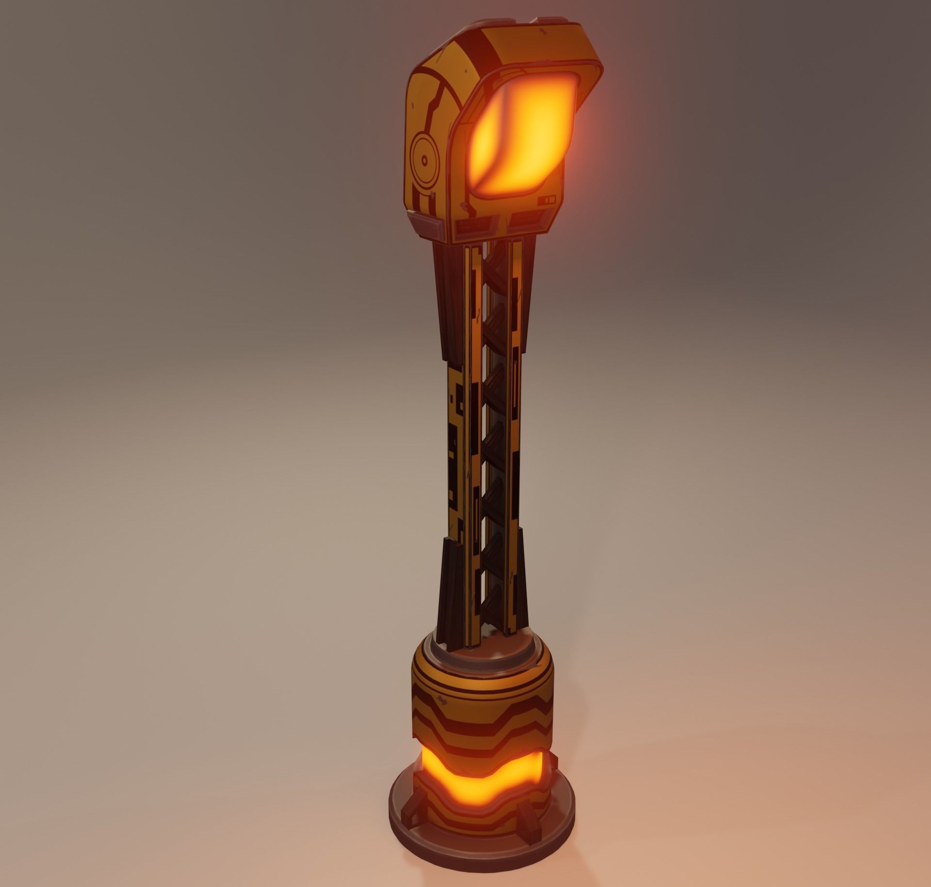 Sci-fi street lamp Low-poly 3D model_6