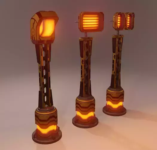 Sci-fi street lamp Low-poly 3D model