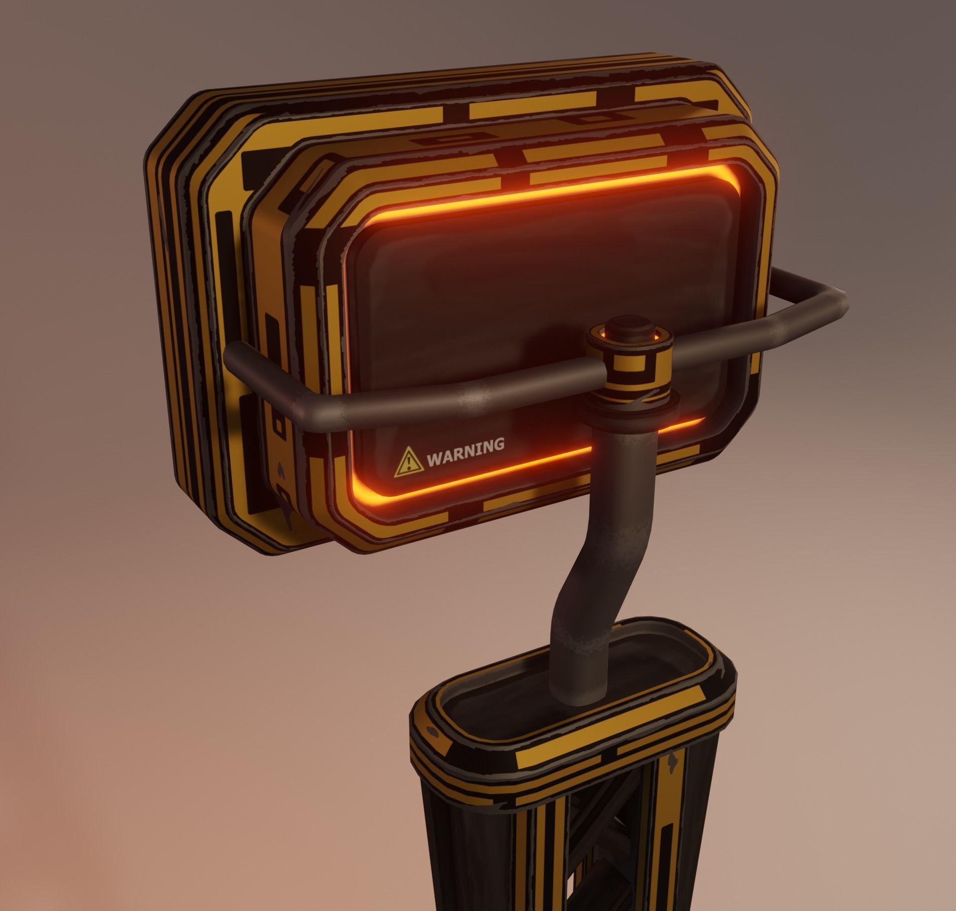 Sci-fi street lamp Low-poly 3D model_15