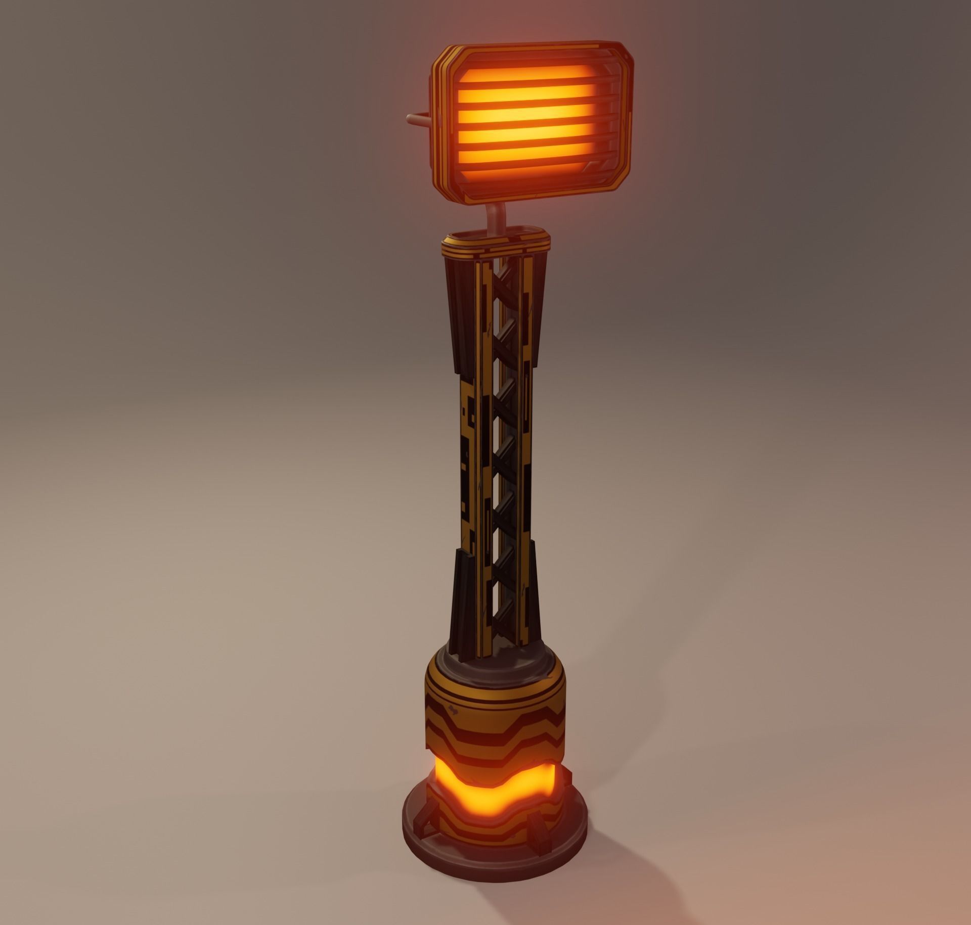 Sci-fi street lamp Low-poly 3D model_14