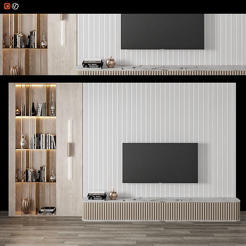 Modern TV Wall 07 3D model