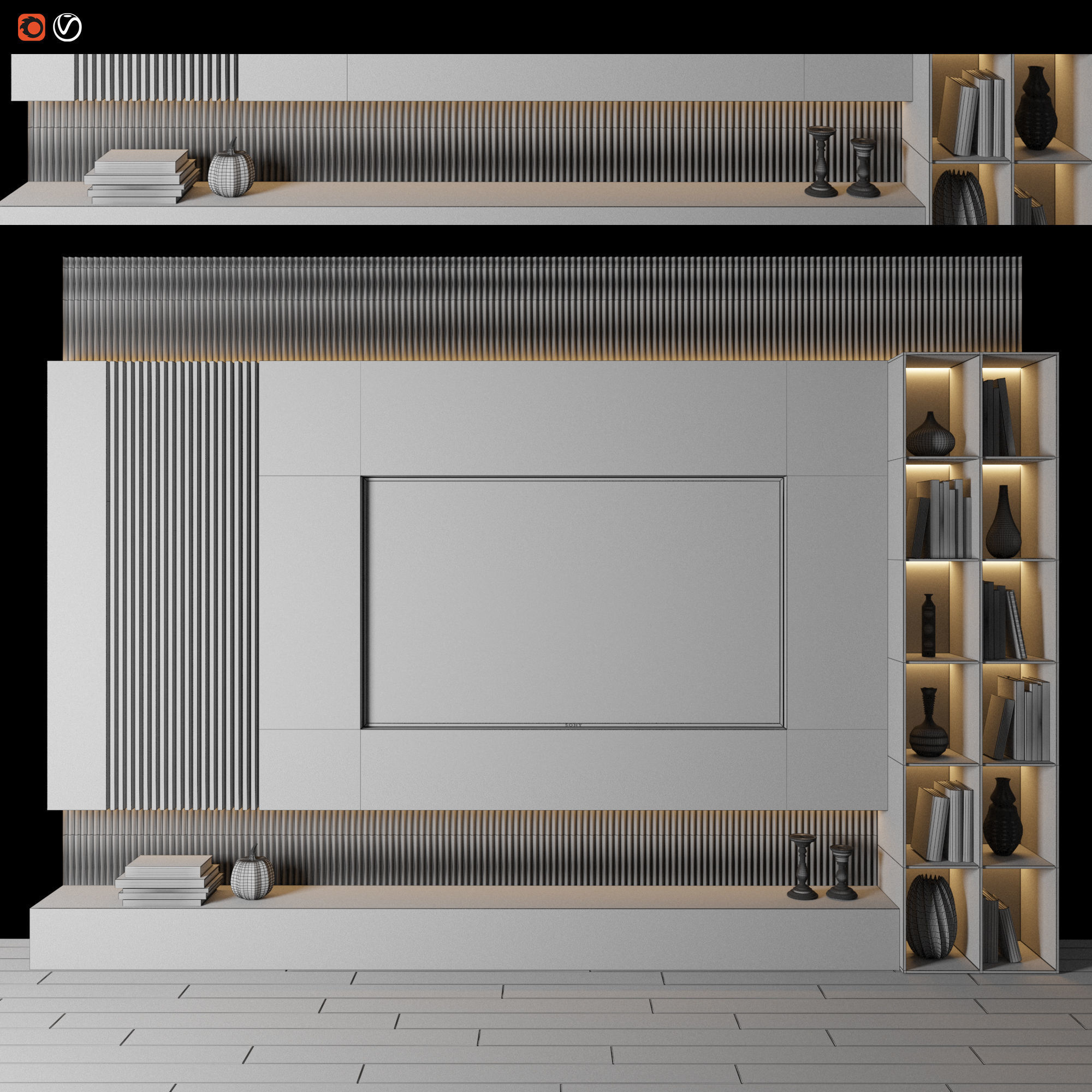 Modern TV Wall 09 3D model_1