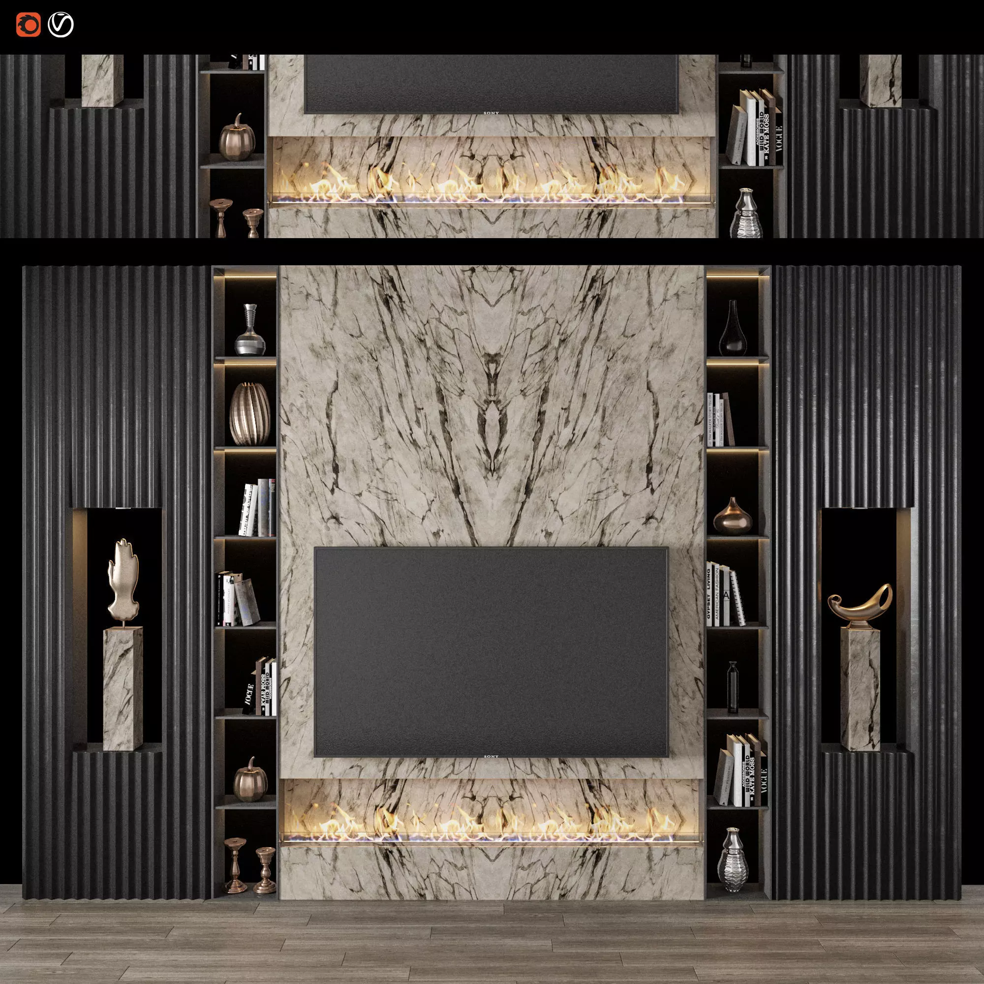 Modern TV Wall 10 3D model