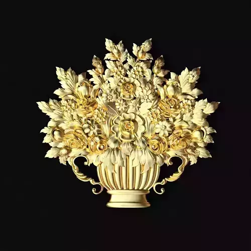 dekor gold vase with flowers