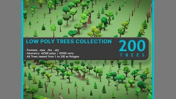 Low Poly Trees Mega Pack - 200 Trees Low-poly 3D model