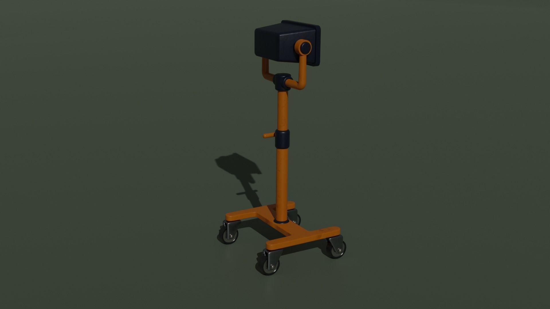 Spotlight orange medical cart on wheels Free low-poly 3D model_3