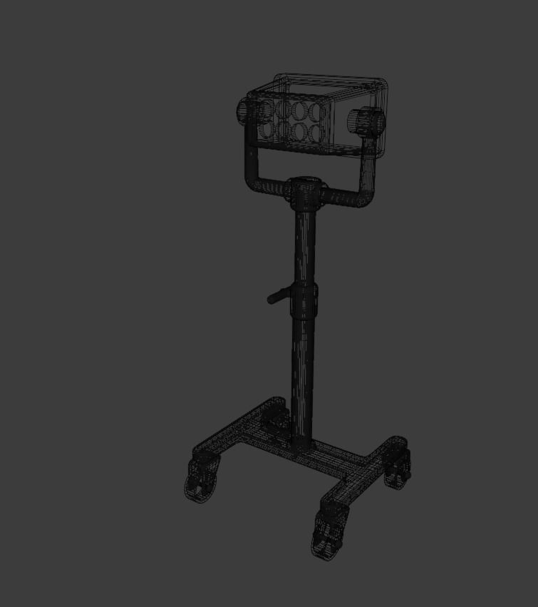 Spotlight orange medical cart on wheels Free low-poly 3D model_9