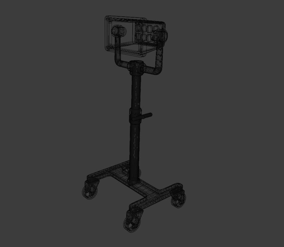 Spotlight orange medical cart on wheels Free low-poly 3D model_10