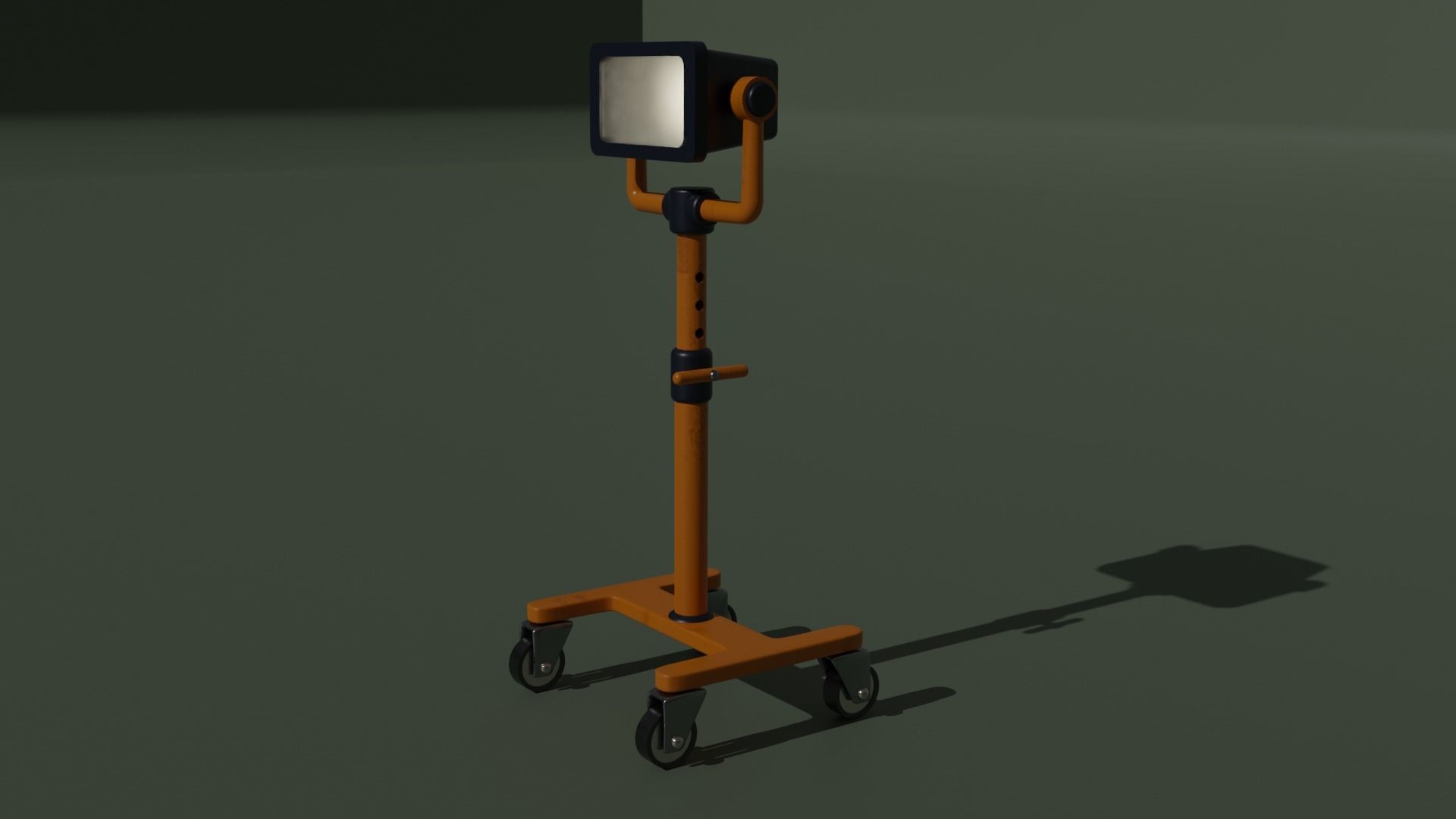 Spotlight orange medical cart on wheels Free low-poly 3D model_1