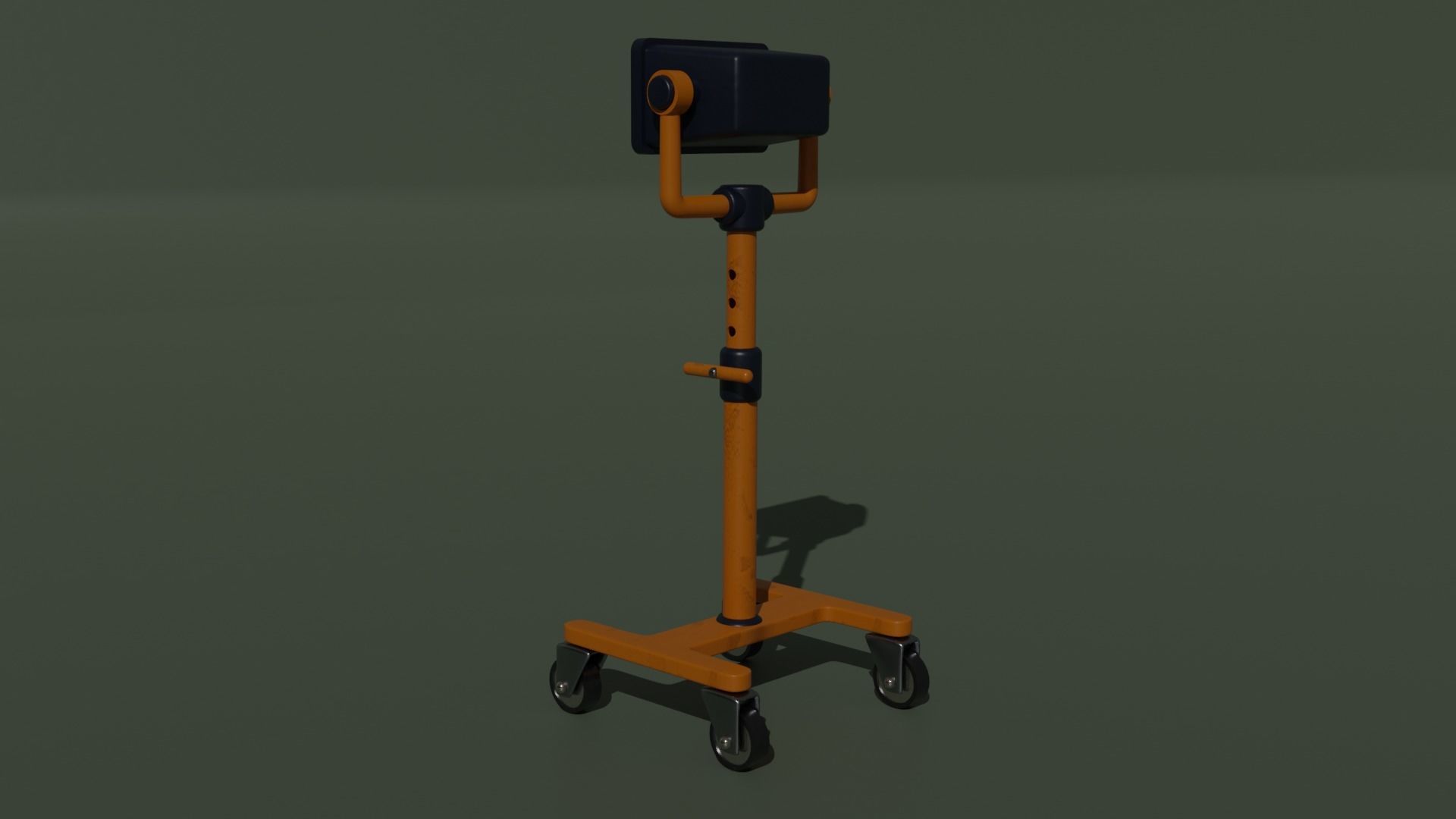 Spotlight orange medical cart on wheels Free low-poly 3D model_2