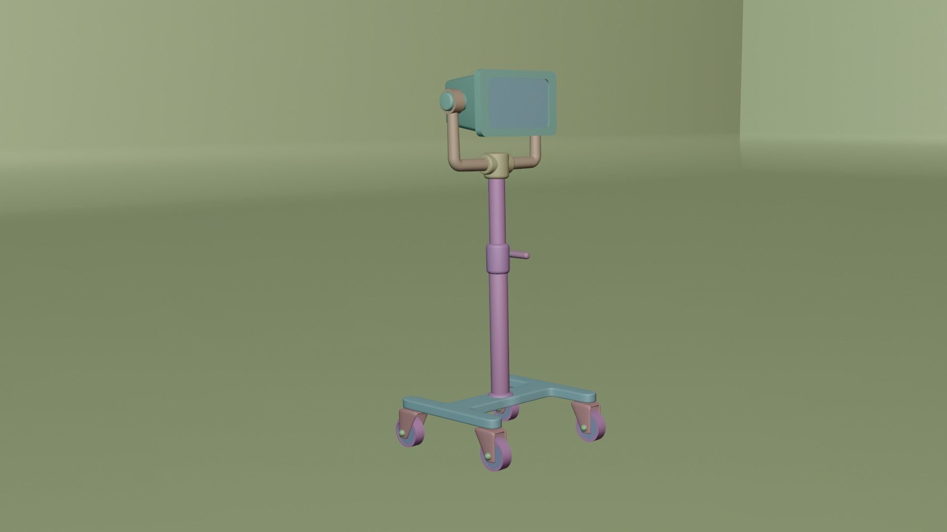 Spotlight orange medical cart on wheels Free low-poly 3D model_7