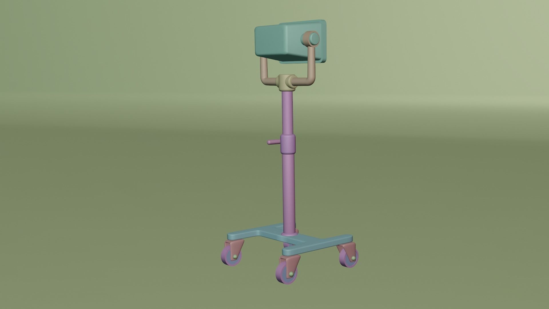 Spotlight orange medical cart on wheels Free low-poly 3D model_8