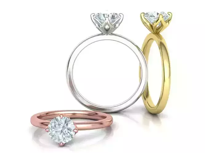 Solitaire Engagement Ring 7mm Stone 4claw setting 3dmodel 3D print model